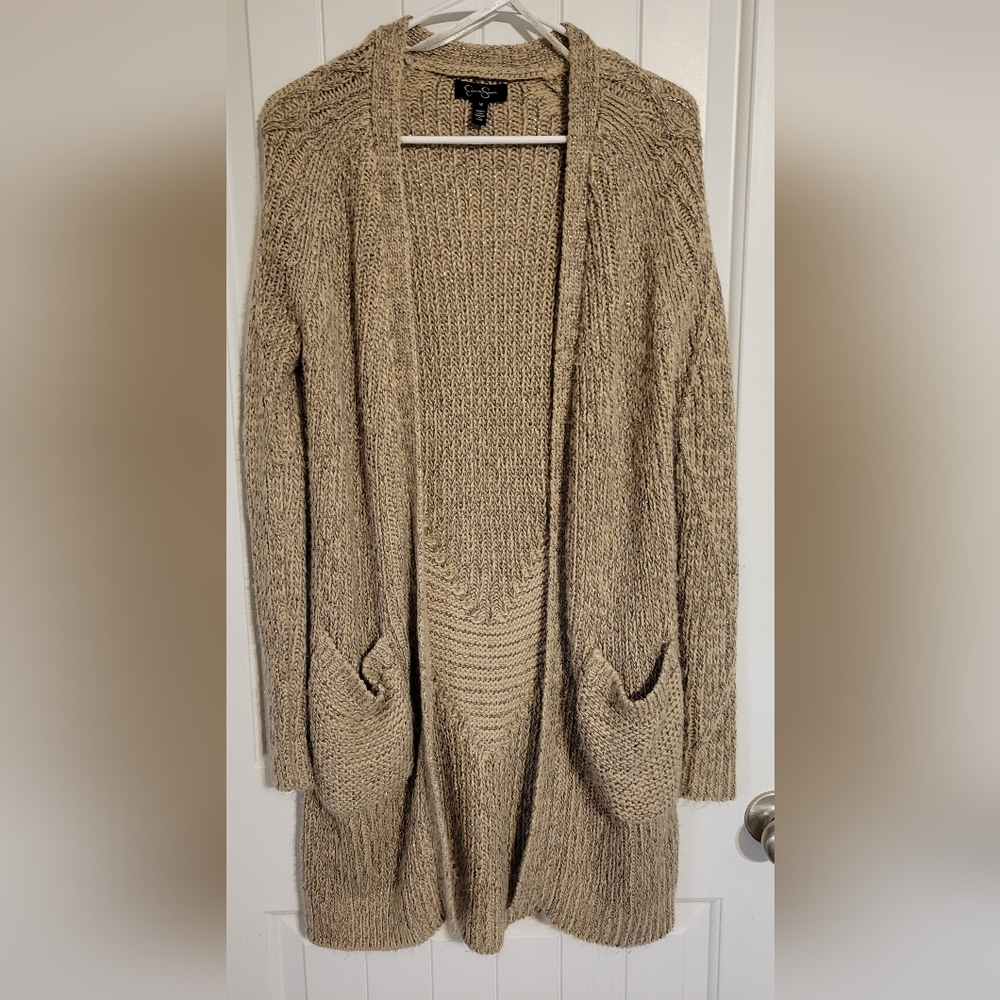 Jessica Simpson Oversized Long Soft Cardigan with Shimmer Bronze Threading